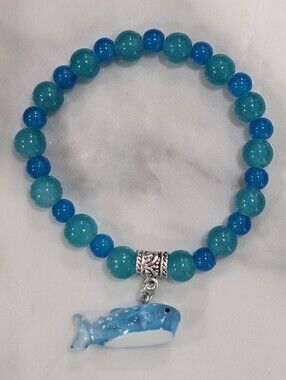 Butanding Blue Beaded Whale Charm Bracelet - Women Jewelry